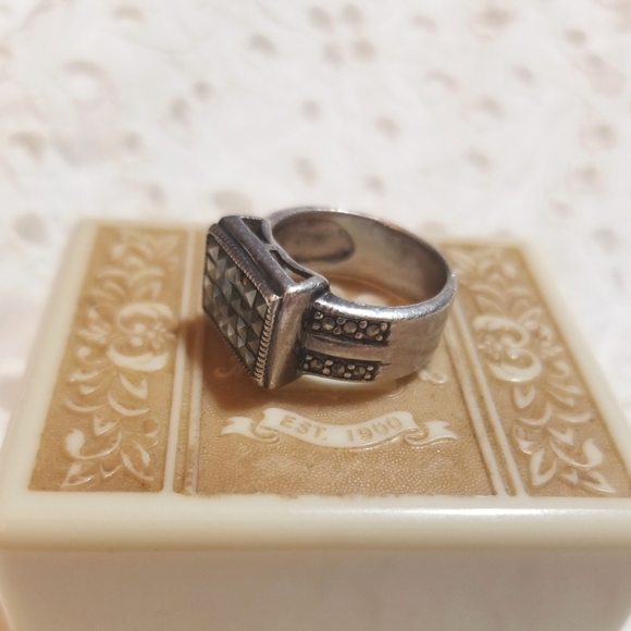 1980S Sharon Evans Marcasites Sterling Silver Ring - Picture 3 of 5